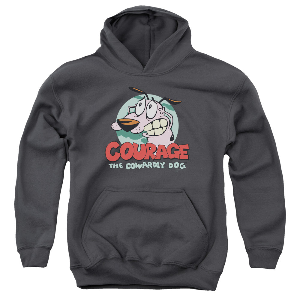 AN OFFCIALLY LICENSED COURAGE THE COWARDLY DOG COURAGE YOUTH HOODIE CHARCOAL