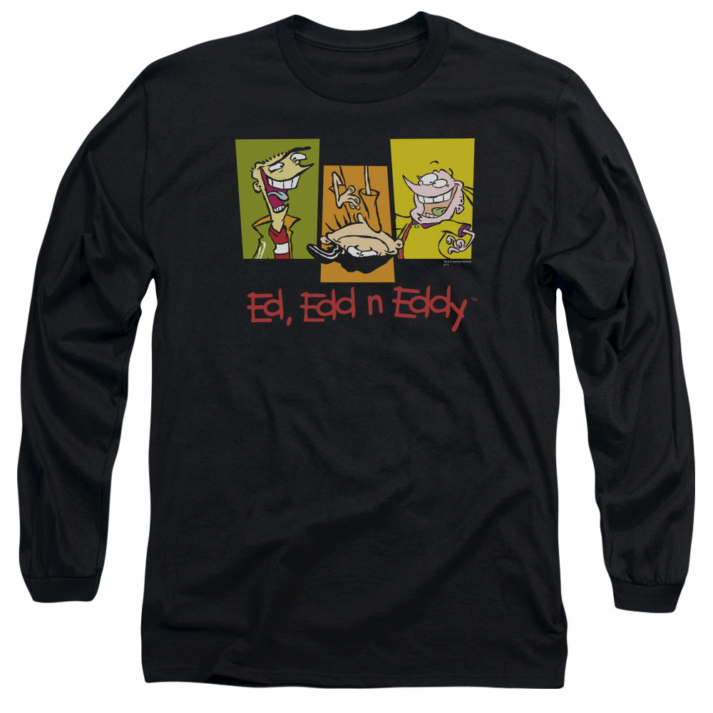 AN OFFCIALLY LICENSED ED EDD EDDY 3 EDS MEN'S LONG SLEEVE T-SHIRT BLACK