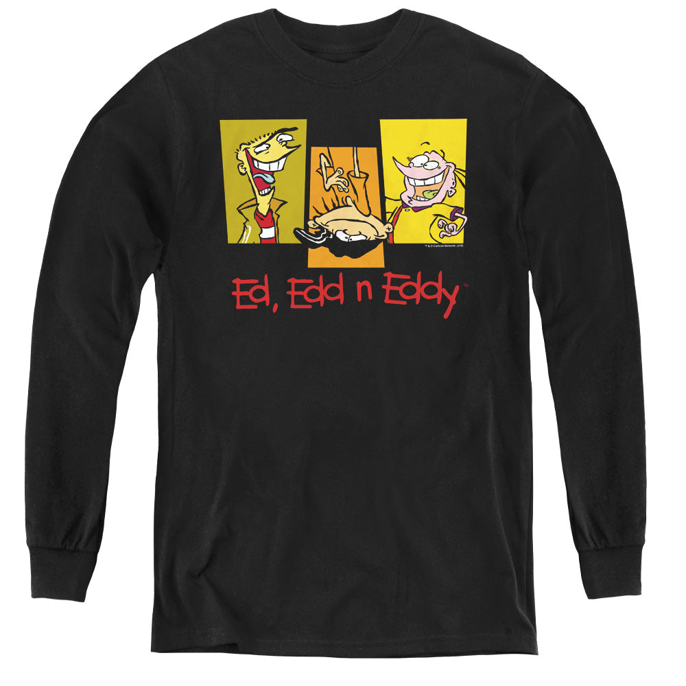 AN OFFCIALLY LICENSED ED EDD EDDY 3 EDS YOUTH LONG SLEEVE T-SHIRT BLACK