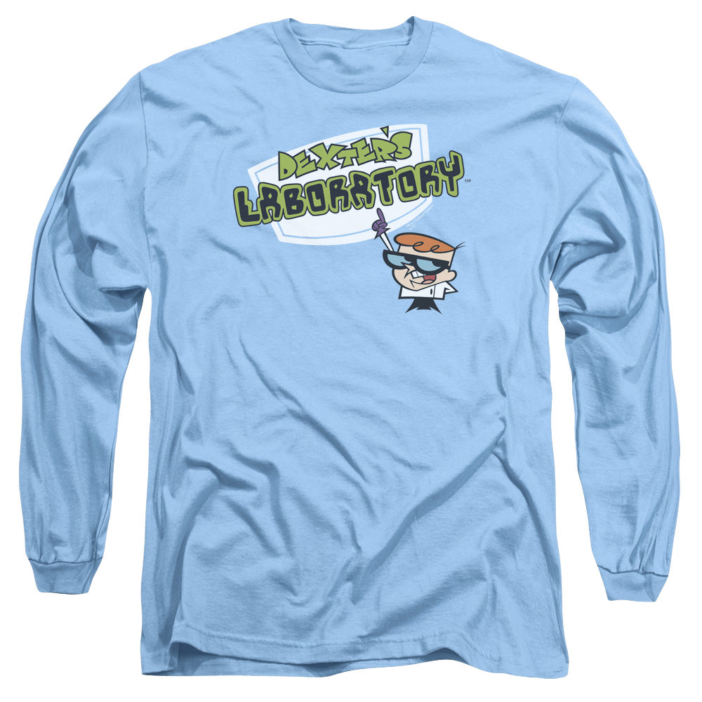 AN OFFCIALLY LICENSED DEXTERS LABORATORY LOGO MEN'S LONG SLEEVE T-SHIRT CAROLINA BLUE