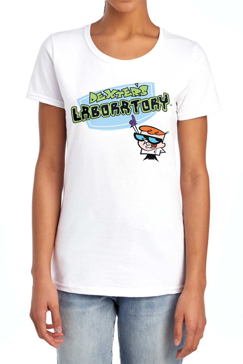 AN OFFCIALLY LICENSED DEXTERS LABORATORY LOGO WOMEN'S REGULAR FIT T-SHIRT CAROLINA BLUE