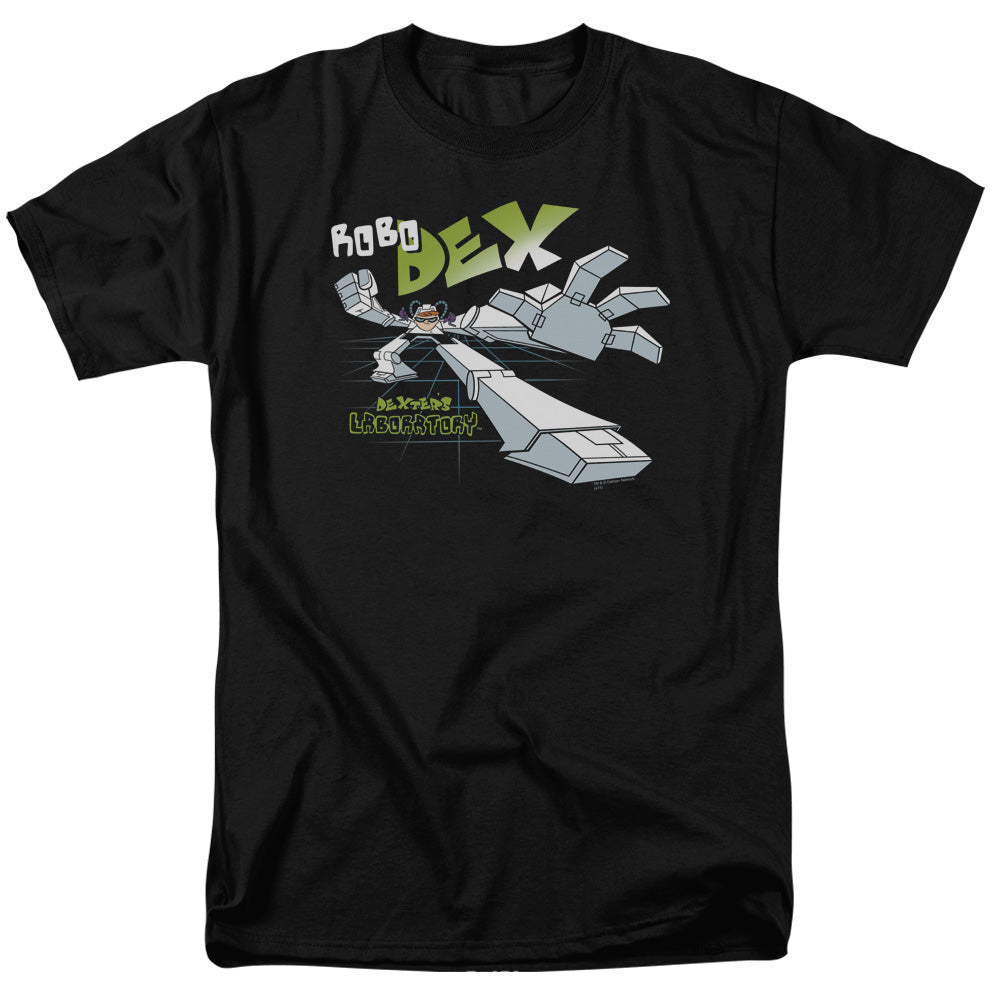 AN OFFCIALLY LICENSED DEXTERS LABORATORY ROBO DEX MEN'S REGULAR FIT T-SHIRT BLACK