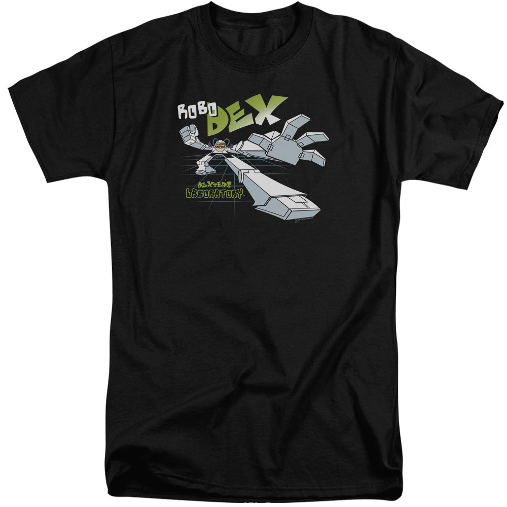 AN OFFCIALLY LICENSED DEXTERS LABORATORY ROBO DEX MEN'S TALL FIT T-SHIRT BLACK