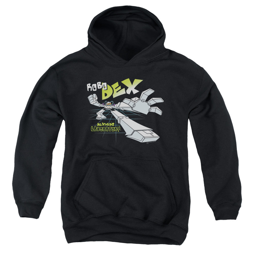 AN OFFCIALLY LICENSED DEXTERS LABORATORY ROBO DEX YOUTH HOODIE BLACK