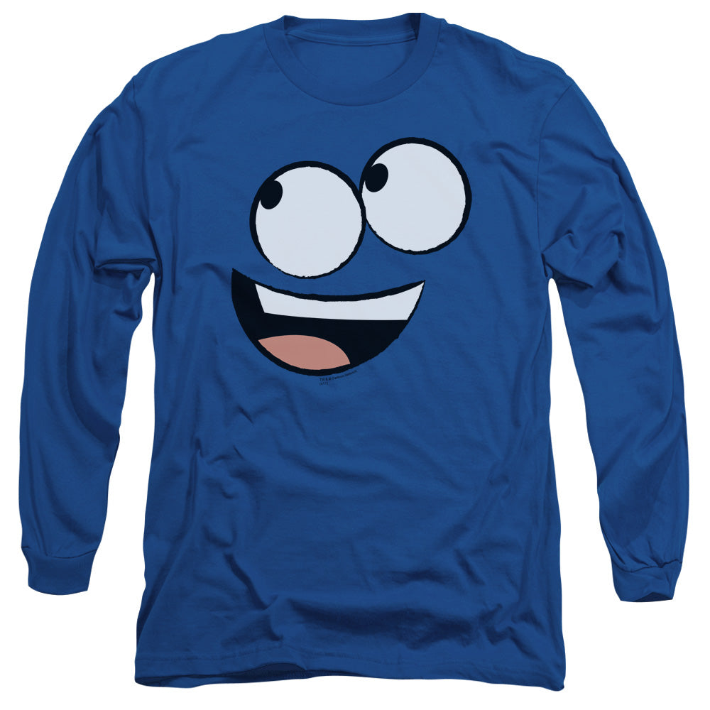 AN OFFCIALLY LICENSED FOSTERS BLUE FACE MEN'S LONG SLEEVE T-SHIRT ROYAL