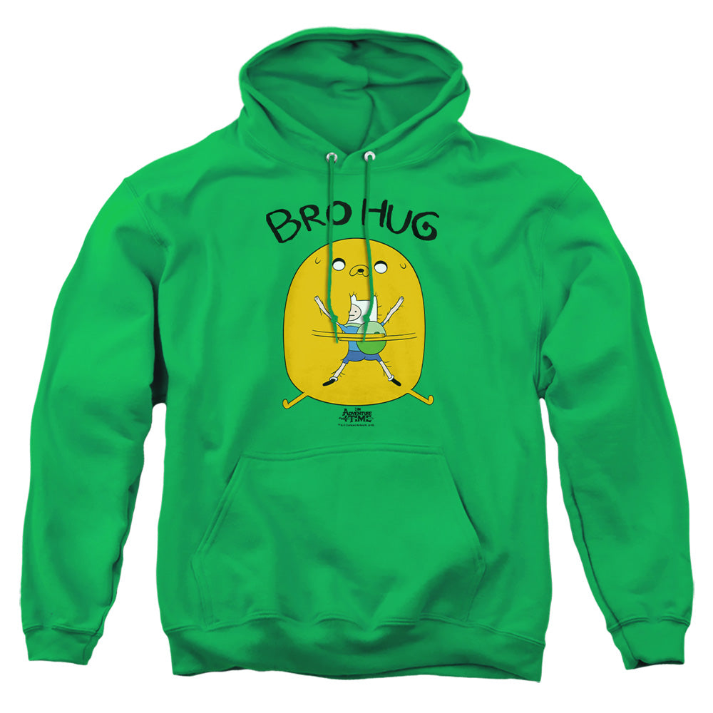 AN OFFCIALLY LICENSED ADVENTURE TIME BRO HUG ADULT UNISEX PULLOVER HOODIE KELLY GREEN