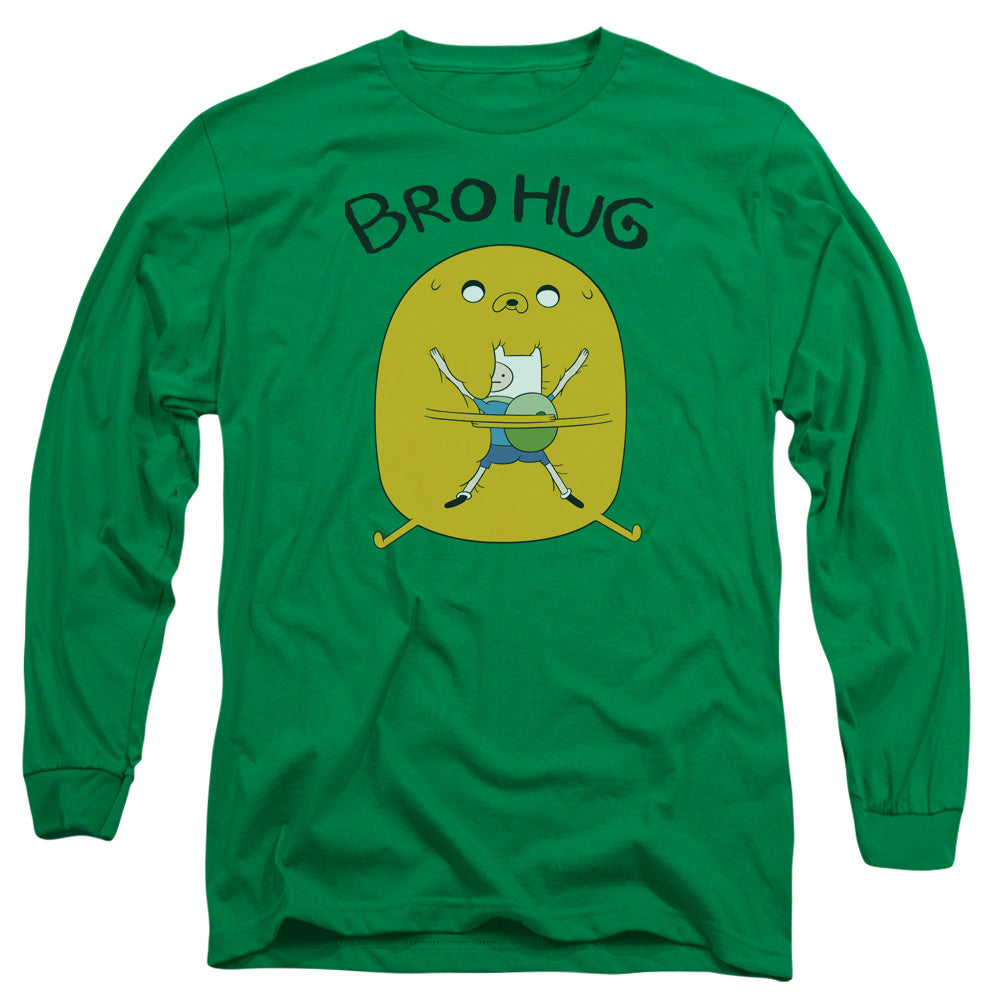 AN OFFCIALLY LICENSED ADVENTURE TIME BRO HUG MEN'S LONG SLEEVE T-SHIRT KELLY GREEN
