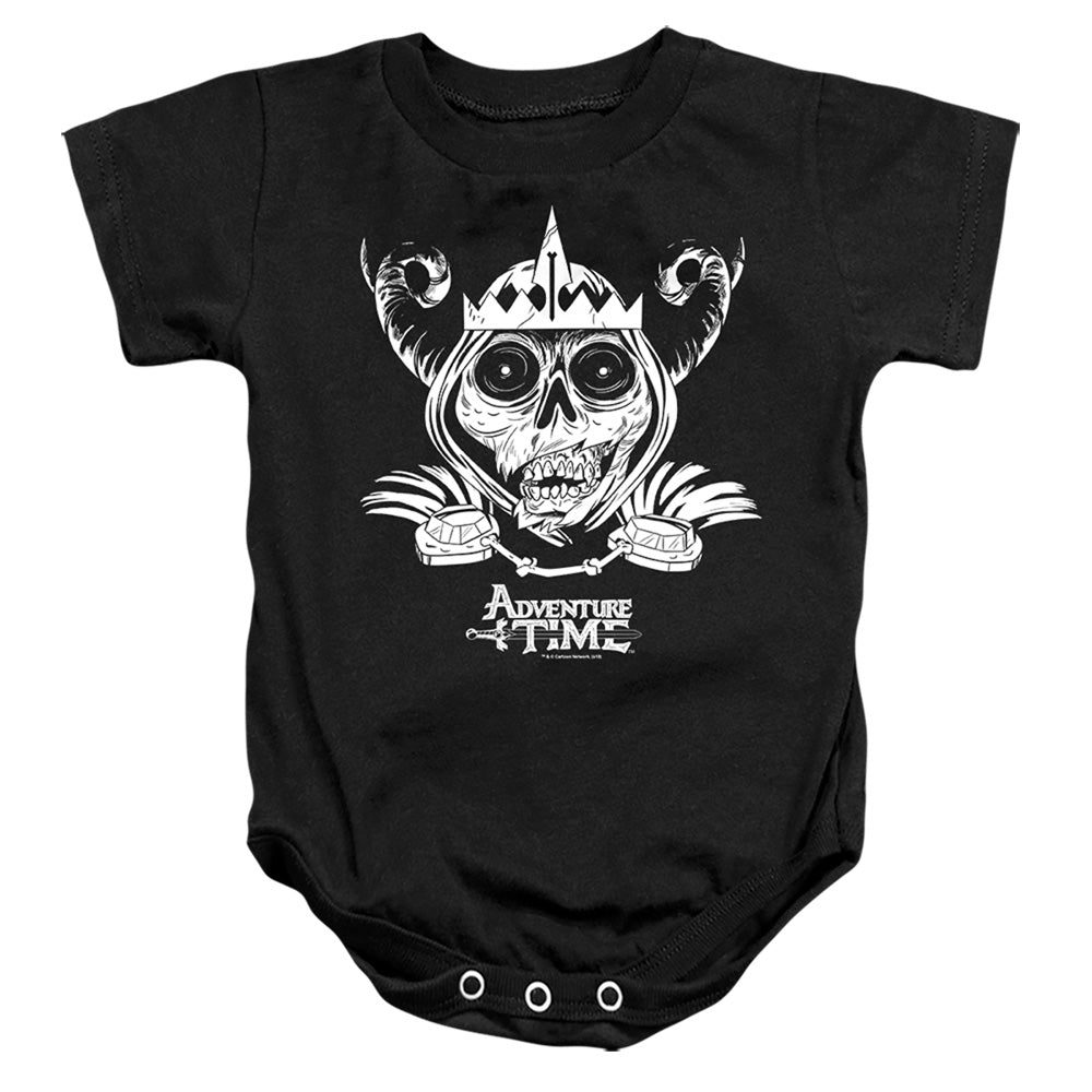 AN OFFCIALLY LICENSED ADVENTURE TIME SKULL FACE BABY BODYSUIT BLACK