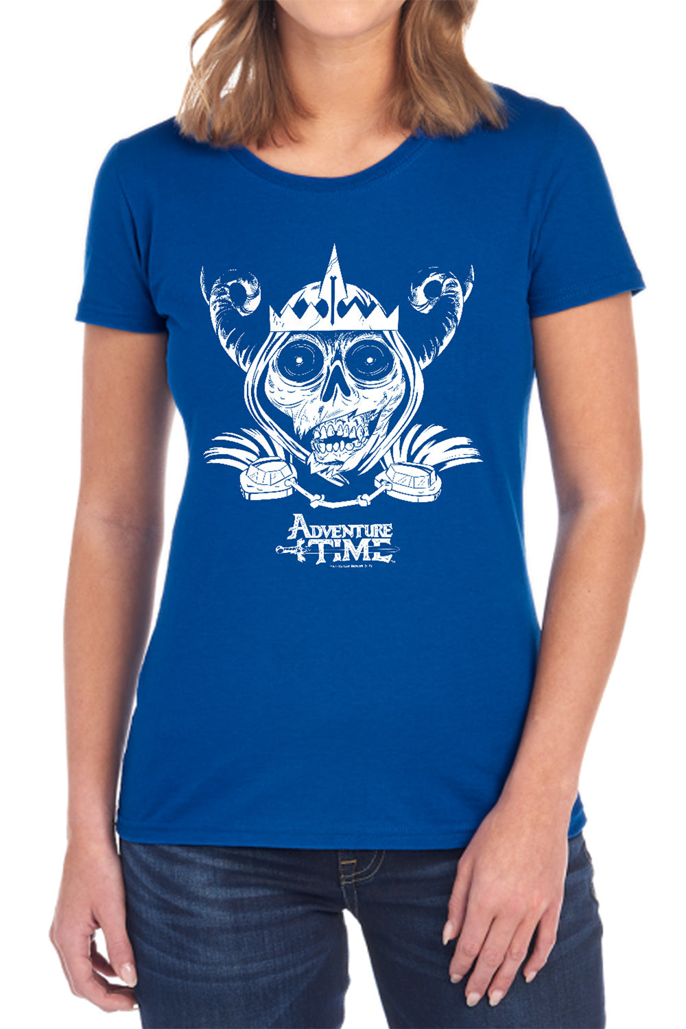 AN OFFCIALLY LICENSED ADVENTURE TIME SKULL FACE WOMEN'S REGULAR FIT T-SHIRT BLACK