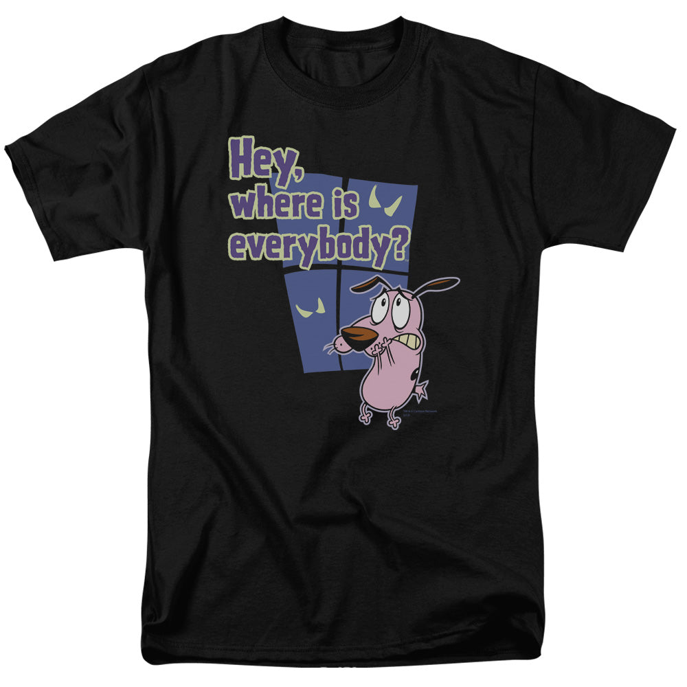 AN OFFCIALLY LICENSED COURAGE WHERE IS EVERYBODY MEN'S REGULAR FIT T-SHIRT BLACK