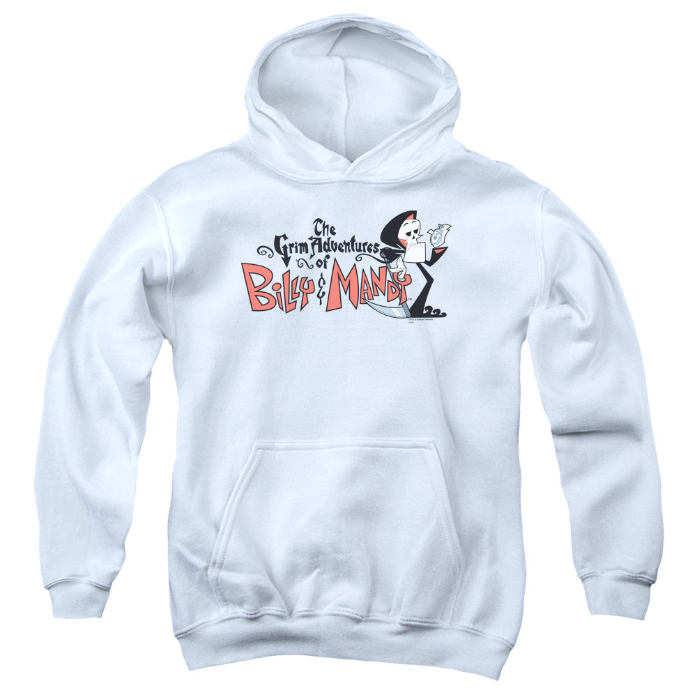 AN OFFCIALLY LICENSED BILLY & MANDY LOGO YOUTH HOODIE WHITE
