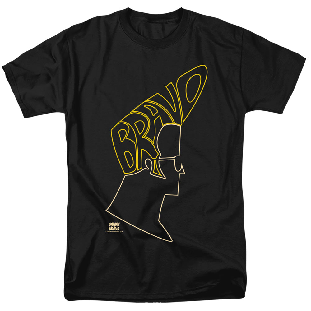AN OFFCIALLY LICENSED JOHNNY BRAVO BRAVO HAIR MEN'S REGULAR FIT T-SHIRT BLACK