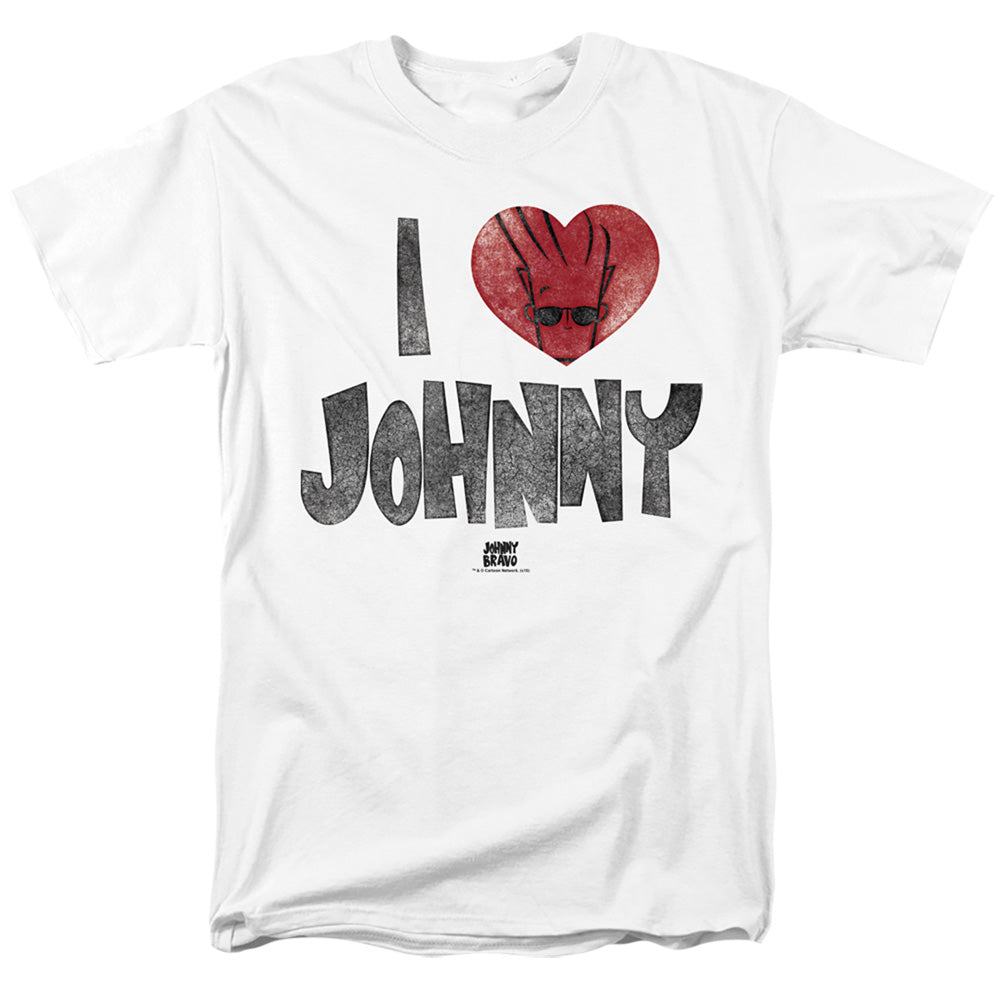 AN OFFCIALLY LICENSED JOHNNY BRAVO I HEART JOHNNY MEN'S REGULAR FIT T-SHIRT WHITE