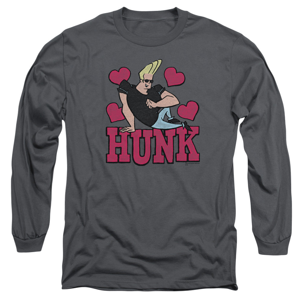 AN OFFCIALLY LICENSED JOHNNY BRAVO HUNK MEN'S LONG SLEEVE T-SHIRT CHARCOAL