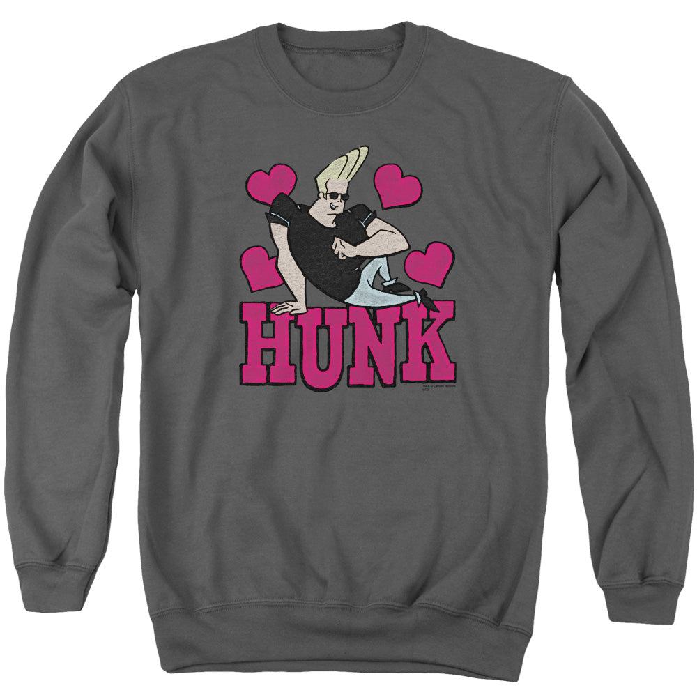 AN OFFCIALLY LICENSED JOHNNY BRAVO HUNK ADULT UNISEX CREWNECK SWEATSHIRT CHARCOAL