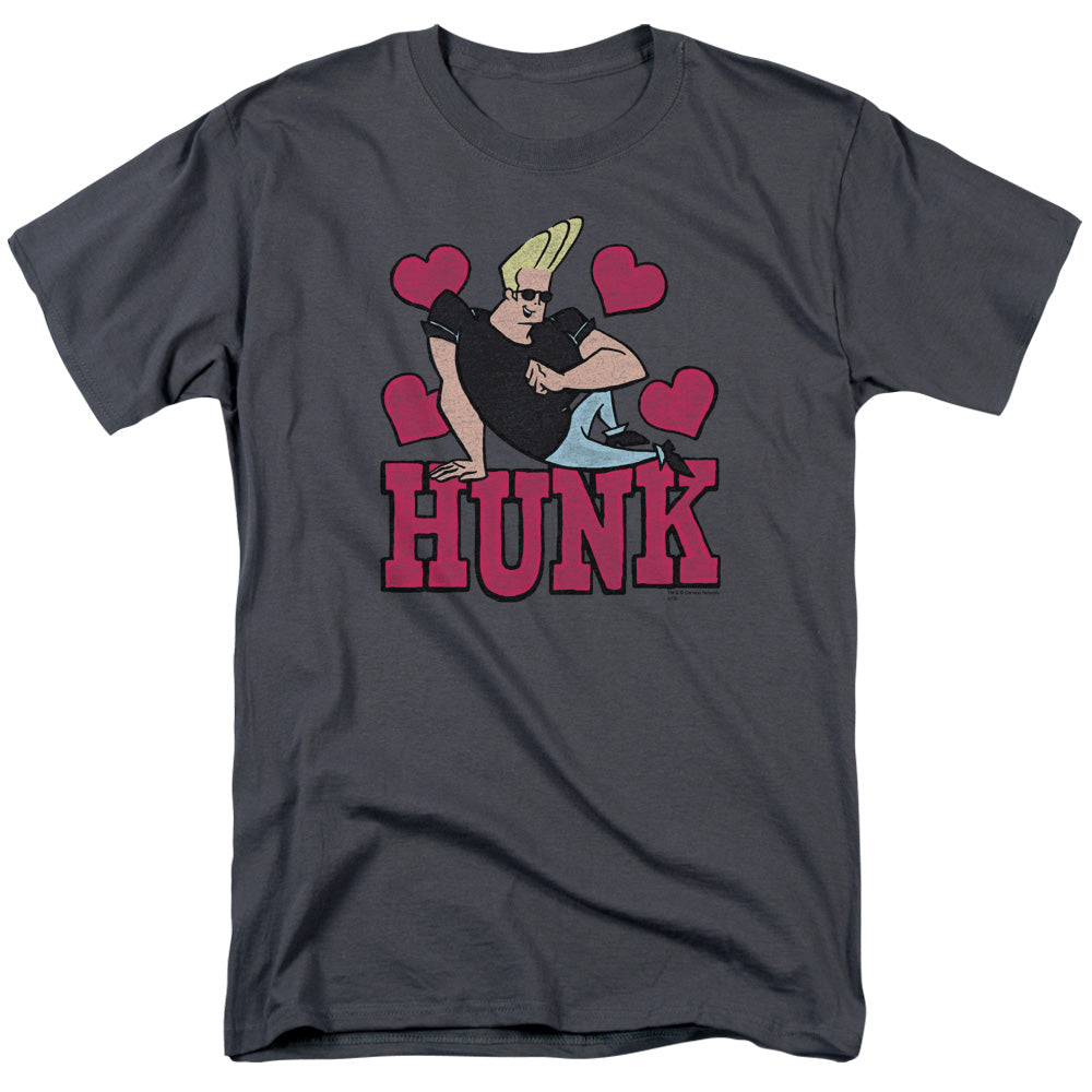 AN OFFCIALLY LICENSED JOHNNY BRAVO HUNK MEN'S REGULAR FIT T-SHIRT CHARCOAL