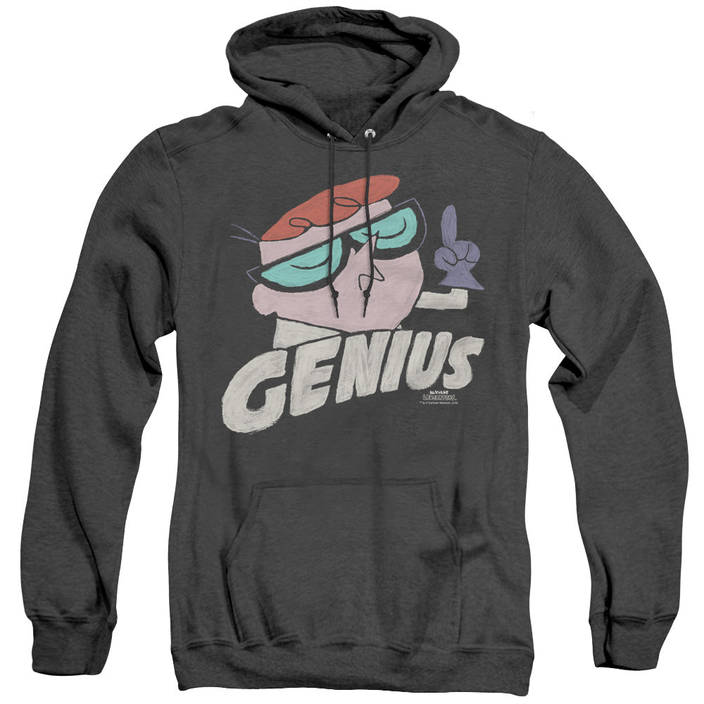 AN OFFCIALLY LICENSED DEXTERS LABORATORY GENIUS ADULT UNISEX HEATHER PULLOVER HOODIE BLACK