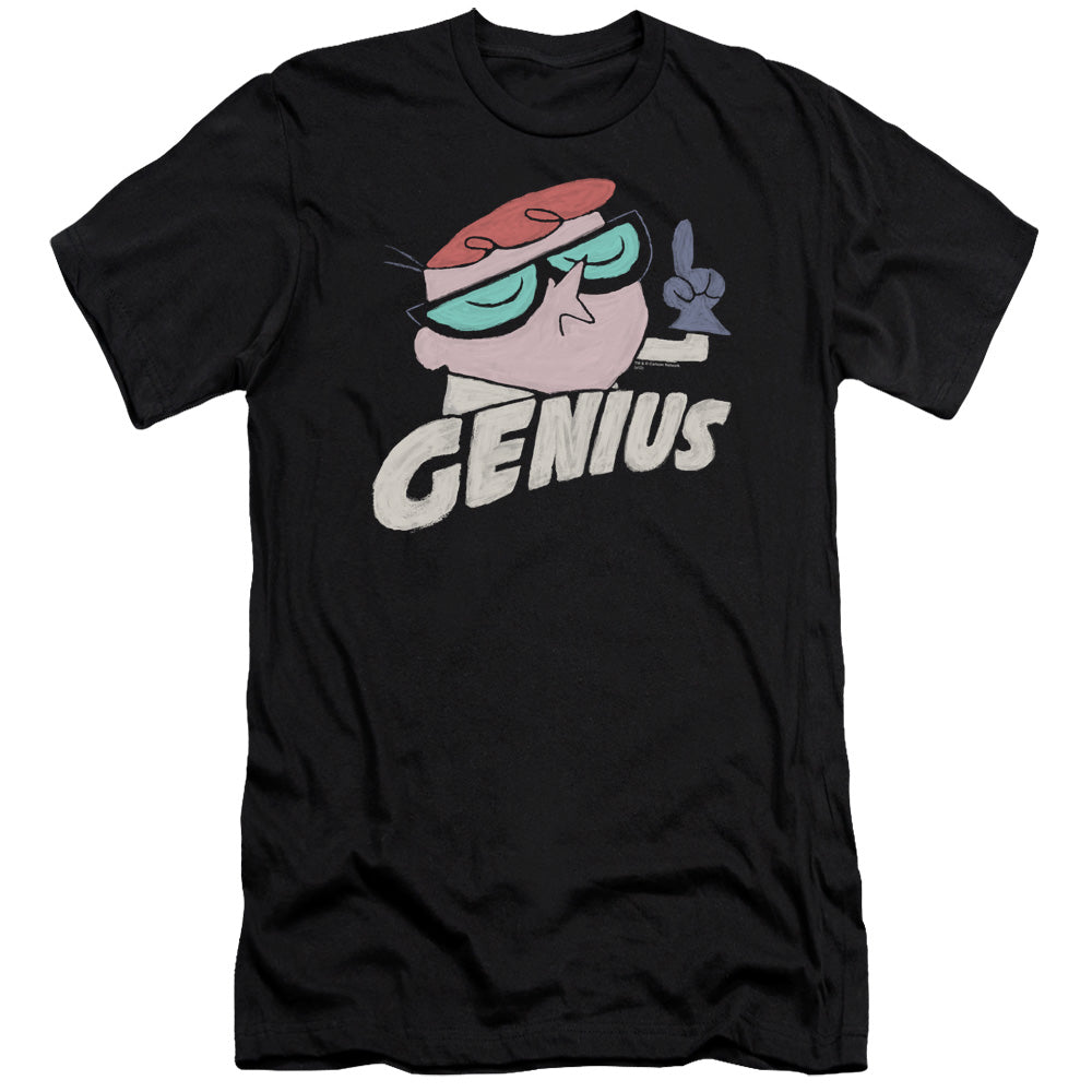 AN OFFCIALLY LICENSED DEXTERS LABORATORY GENIUS MEN'S PREMIUM SLIM FIT T-SHIRT BLACK