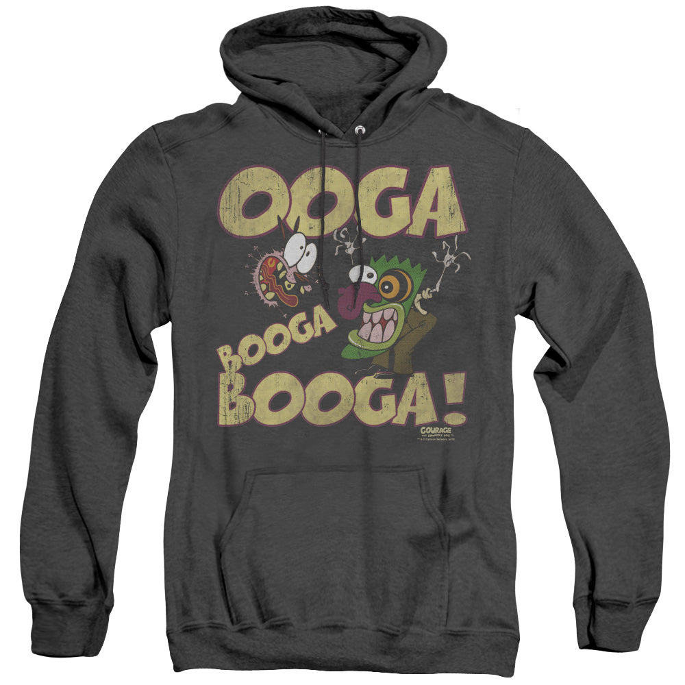 AN OFFCIALLY LICENSED COURAGE OOGA BOOGA BOOGA ADULT UNISEX HEATHER PULLOVER HOODIE BLACK