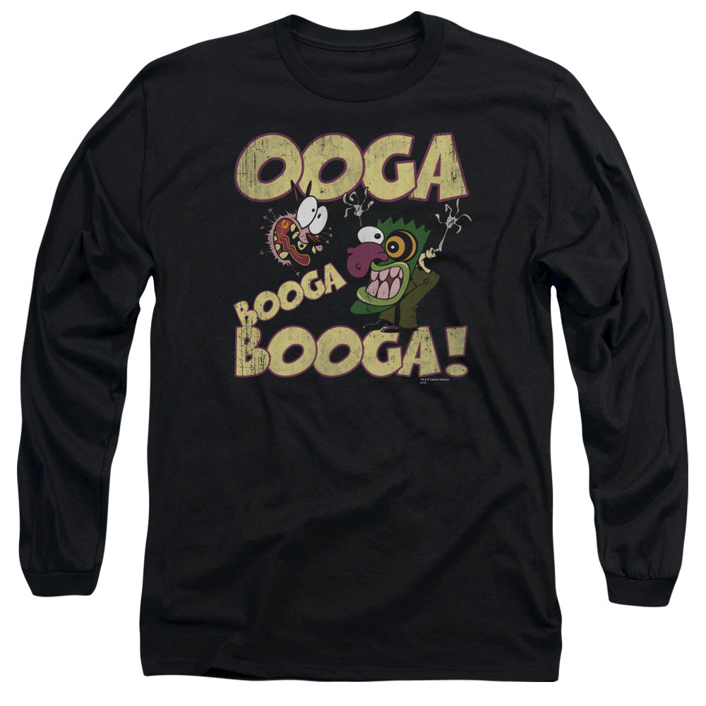 AN OFFCIALLY LICENSED COURAGE OOGA BOOGA BOOGA MEN'S LONG SLEEVE T-SHIRT BLACK