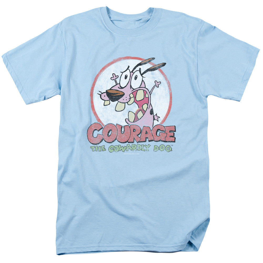 AN OFFCIALLY LICENSED COURAGE THE COWARDLY DOG VINTAGE COURAGE MEN'S REGULAR FIT T-SHIRT LIGHT BLUE