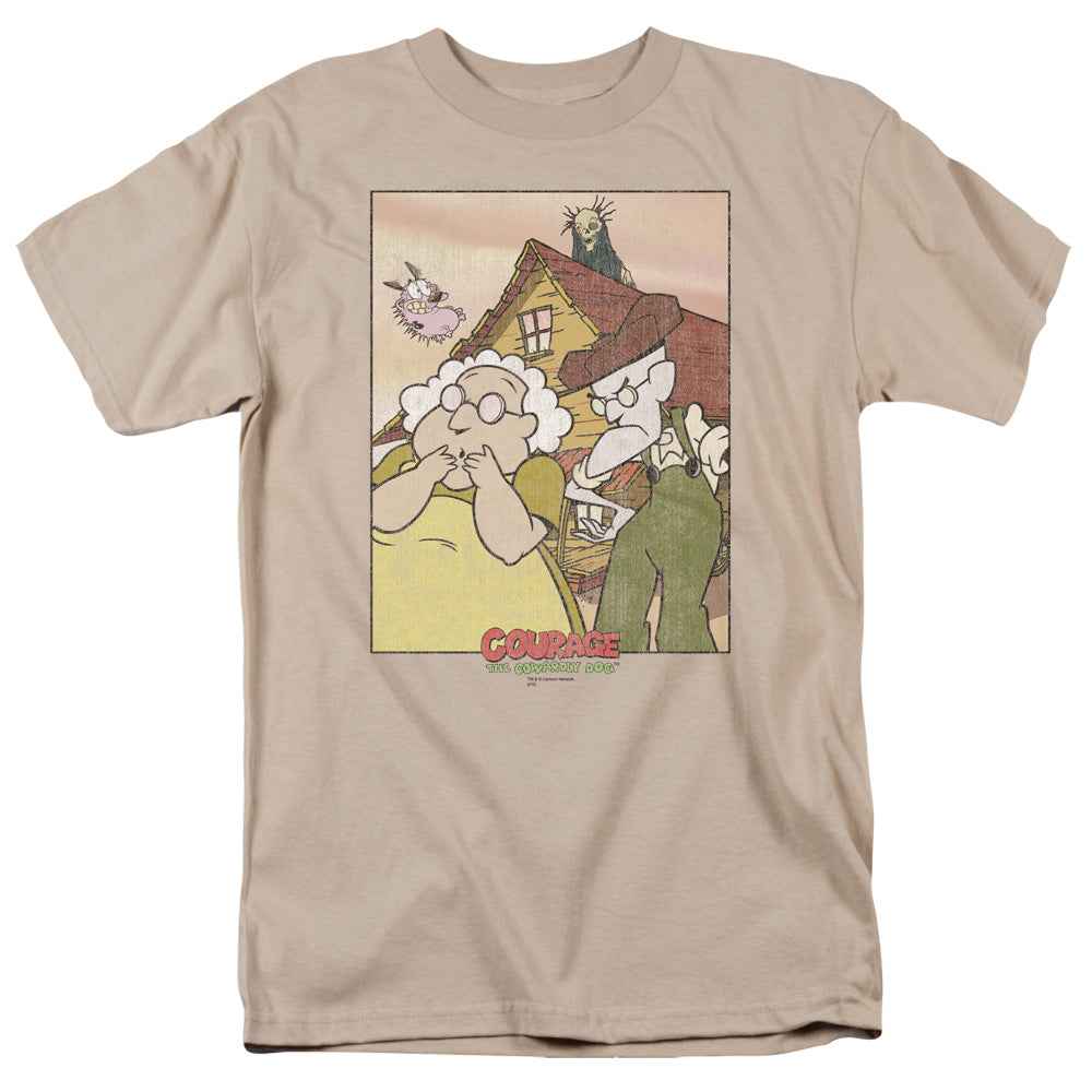 AN OFFCIALLY LICENSED COURAGE GOTHIC COURAGE MEN'S REGULAR FIT T-SHIRT SAND