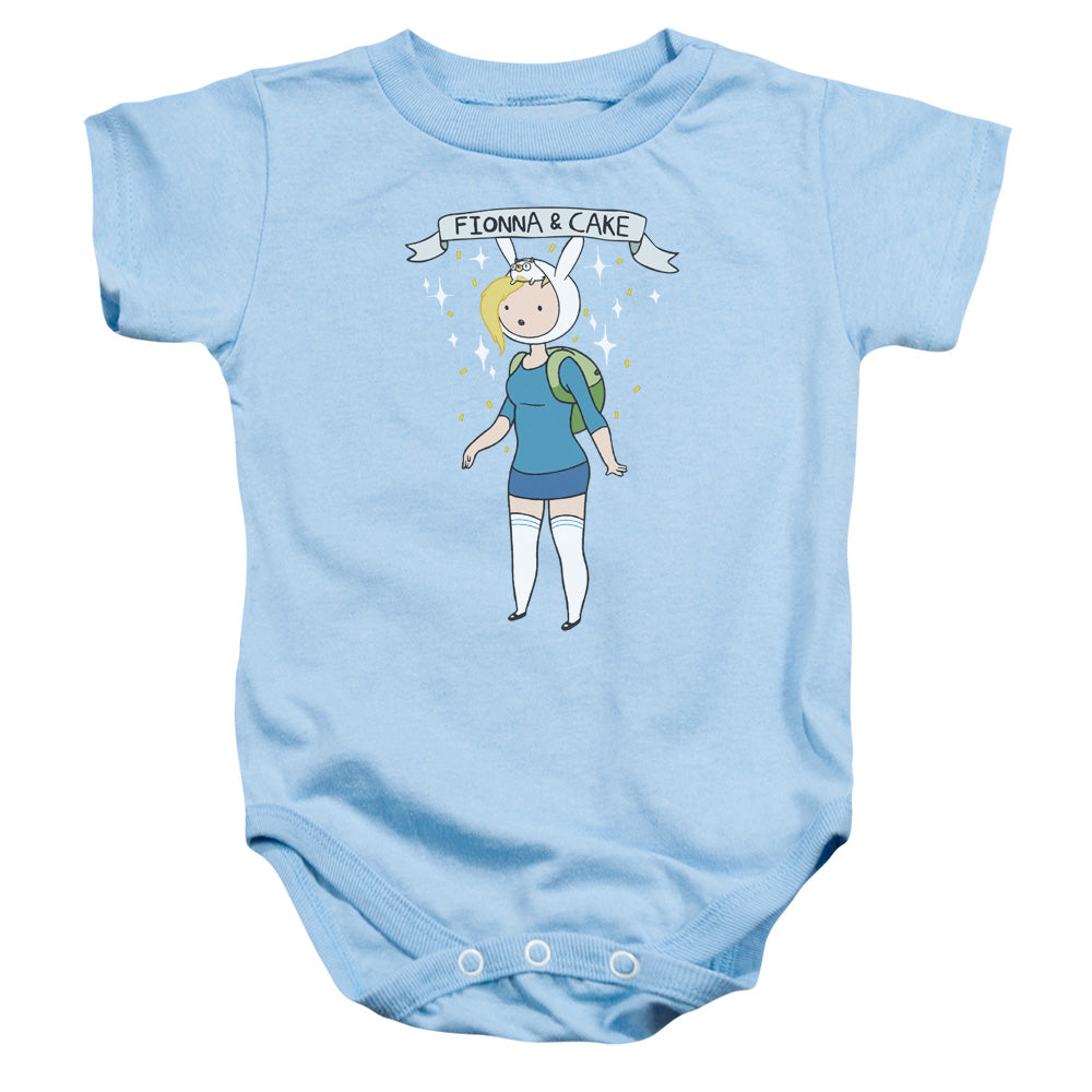 AN OFFCIALLY LICENSED ADVENTURE TIME FIONNA & CAKE BABY BODYSUIT LIGHT BLUE