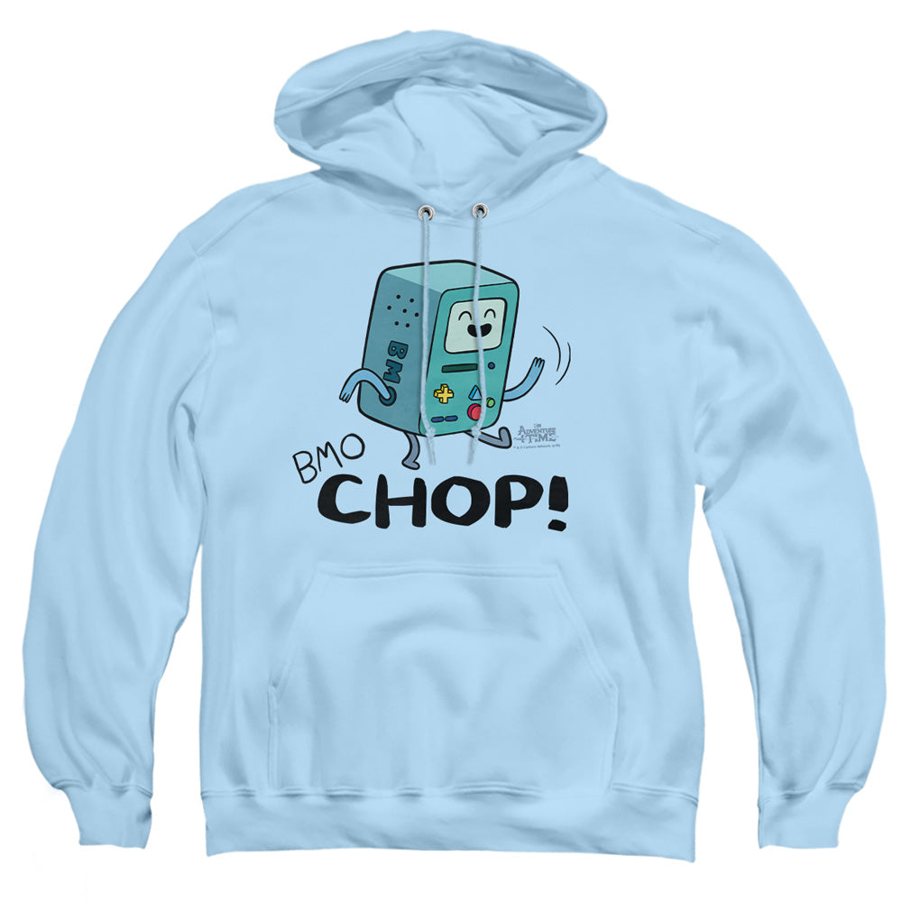 AN OFFCIALLY LICENSED ADVENTURE TIME BMO CHOP ADULT UNISEX PULLOVER HOODIE LIGHT BLUE