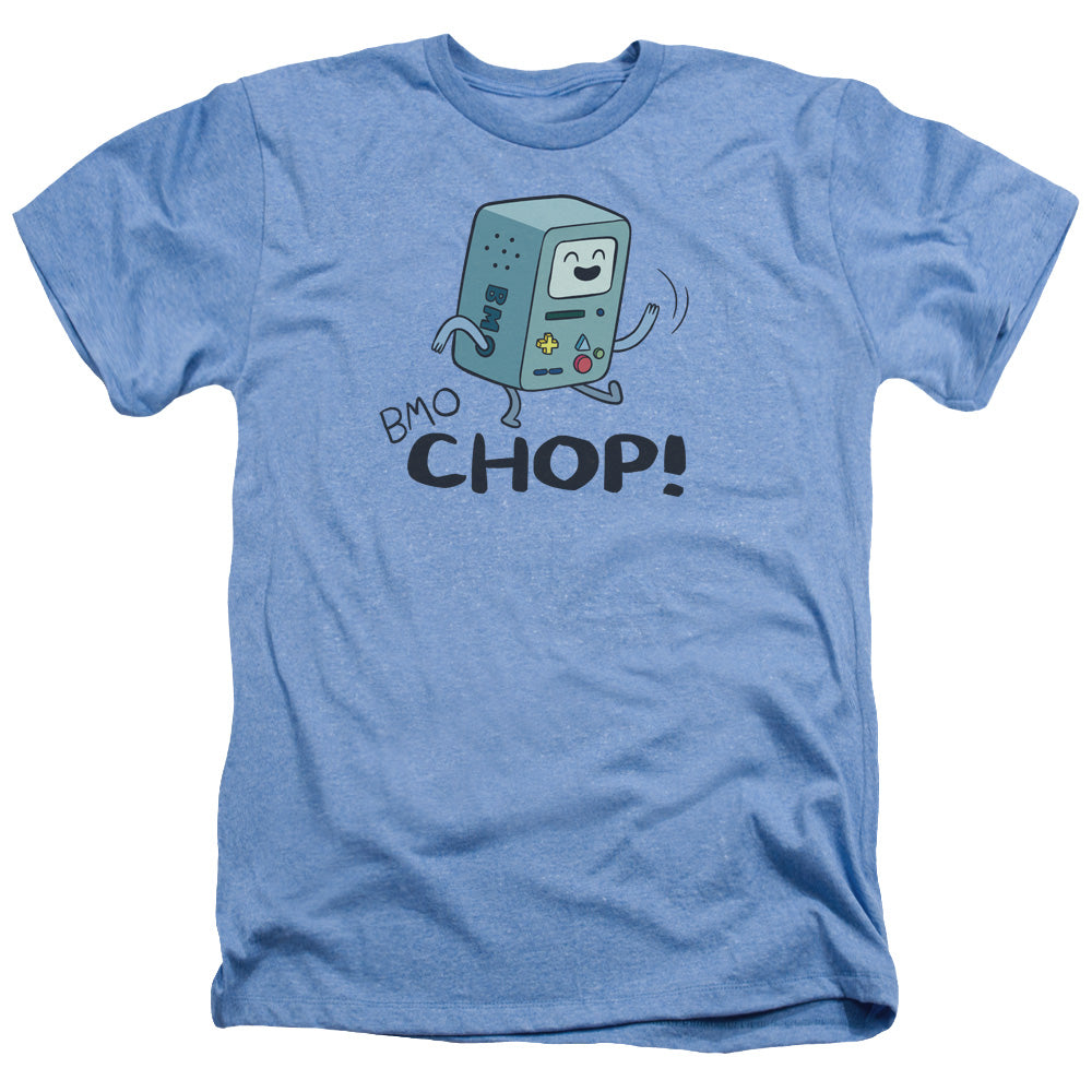 AN OFFCIALLY LICENSED ADVENTURE TIME BMO CHOP MEN'S HEATHER T-SHIRT LIGHT BLUE