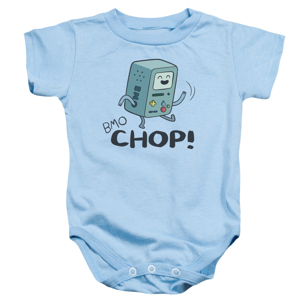 AN OFFCIALLY LICENSED ADVENTURE TIME BMO CHOP BABY BODYSUIT LIGHT BLUE