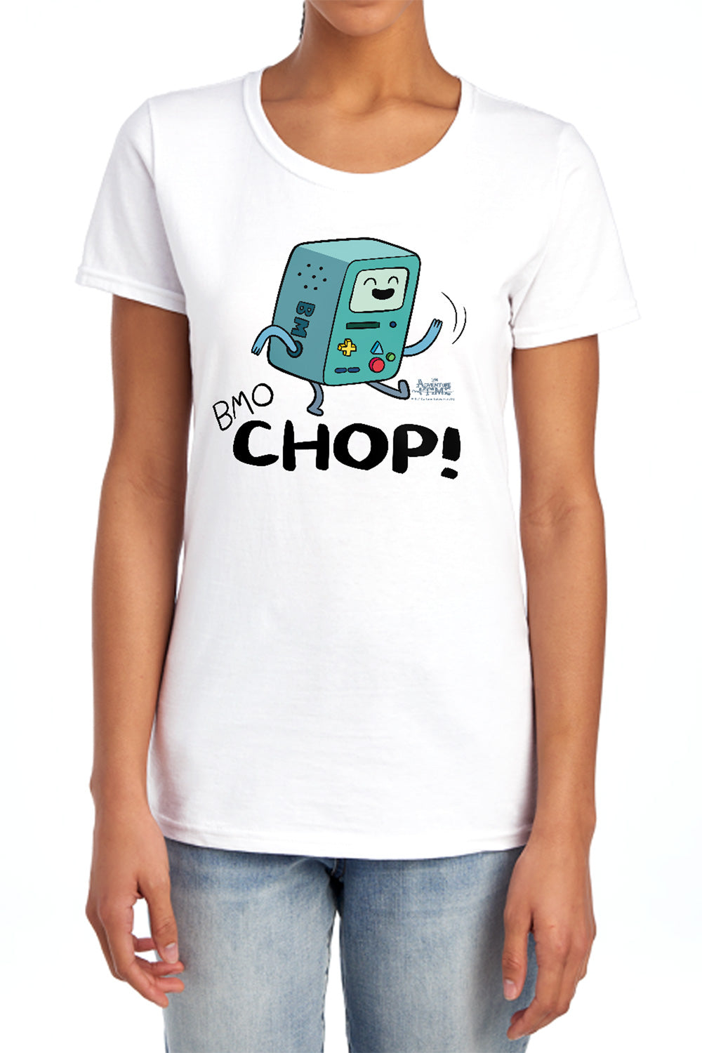 AN OFFCIALLY LICENSED ADVENTURE TIME BMO CHOP WOMEN'S REGULAR FIT T-SHIRT LIGHT BLUE