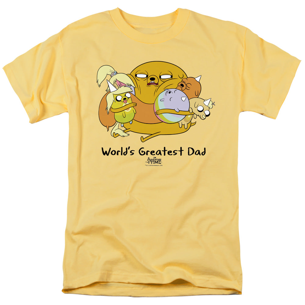 AN OFFCIALLY LICENSED ADVENTURE TIME WORLDS GREATEST DAD MEN'S REGULAR FIT T-SHIRT BANANA