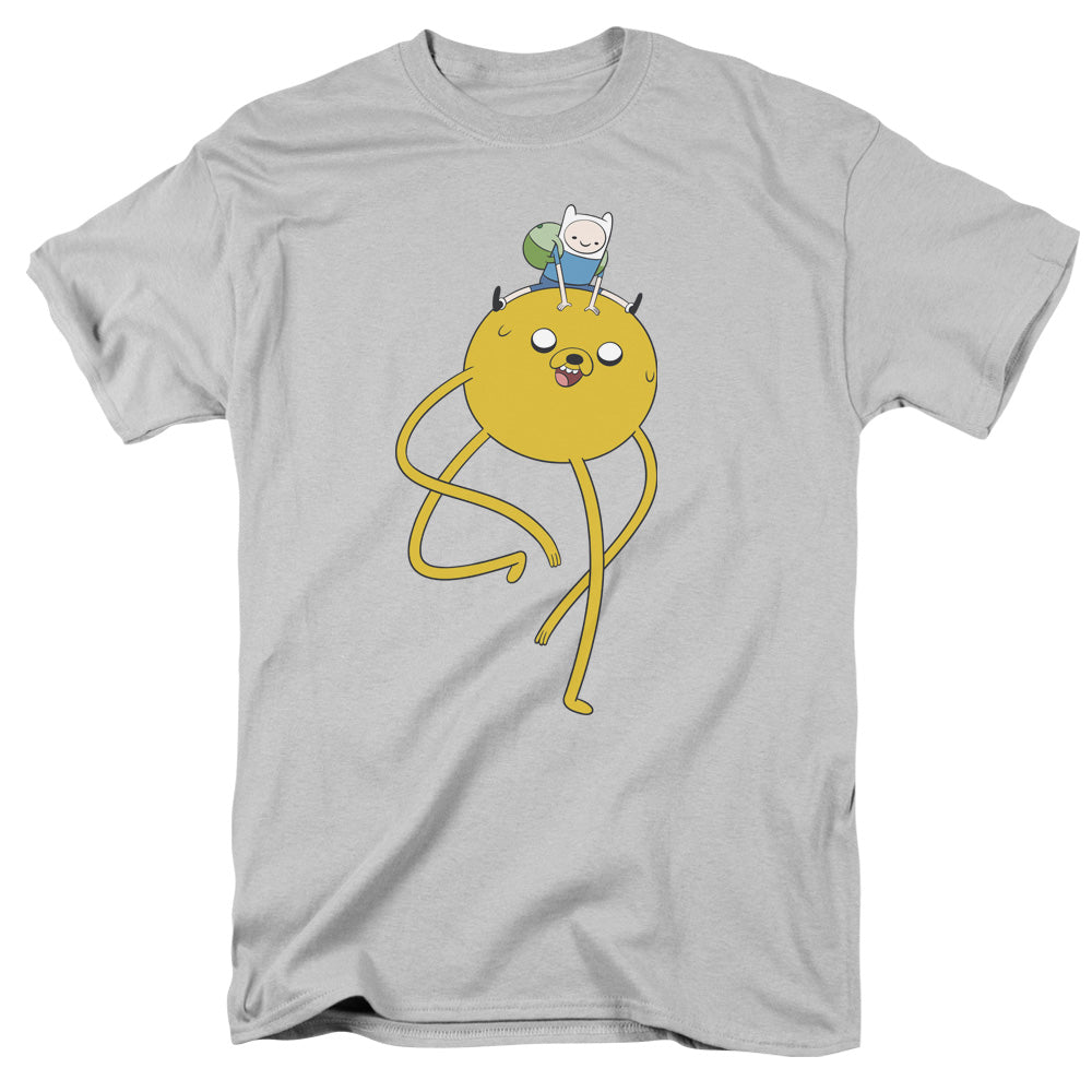 AN OFFCIALLY LICENSED ADVENTURE TIME JAKE RIDE MEN'S REGULAR FIT T-SHIRT SILVER