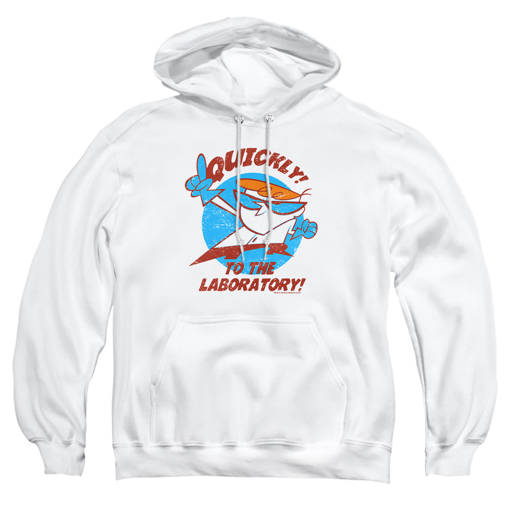 AN OFFCIALLY LICENSED DEXTERS LABORATORY QUICKLY ADULT UNISEX PULLOVER HOODIE WHITE