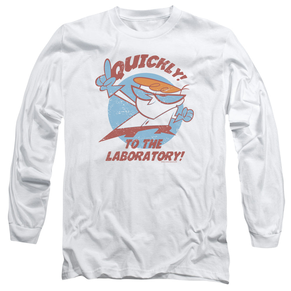 AN OFFCIALLY LICENSED DEXTERS LABORATORY QUICKLY MEN'S LONG SLEEVE T-SHIRT WHITE