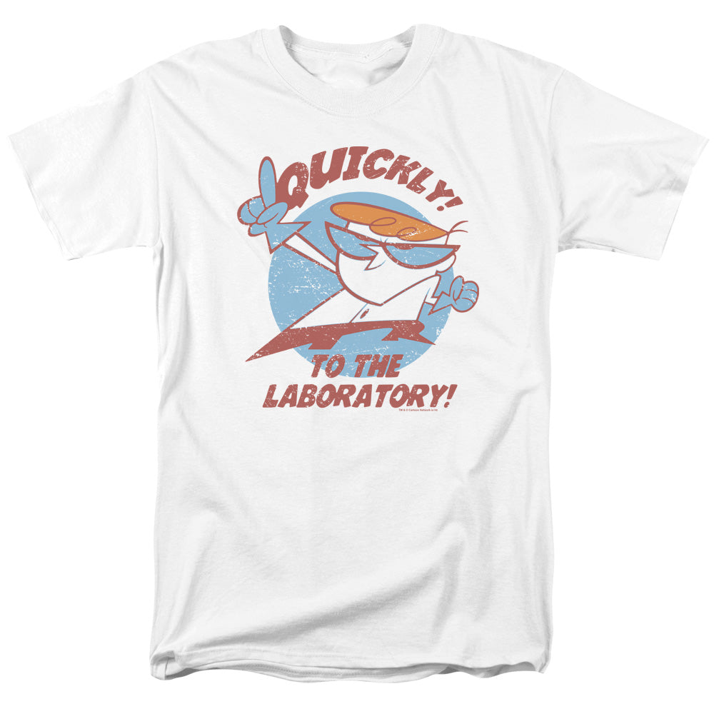 AN OFFCIALLY LICENSED DEXTERS LABORATORY QUICKLY MEN'S REGULAR FIT T-SHIRT WHITE