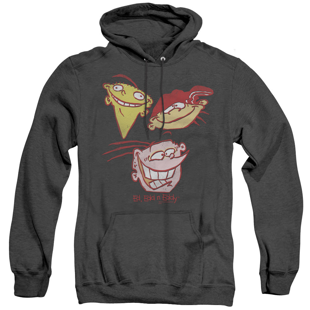 AN OFFCIALLY LICENSED ED EDD EDDY THREE HEADS ADULT UNISEX HEATHER PULLOVER HOODIE BLACK