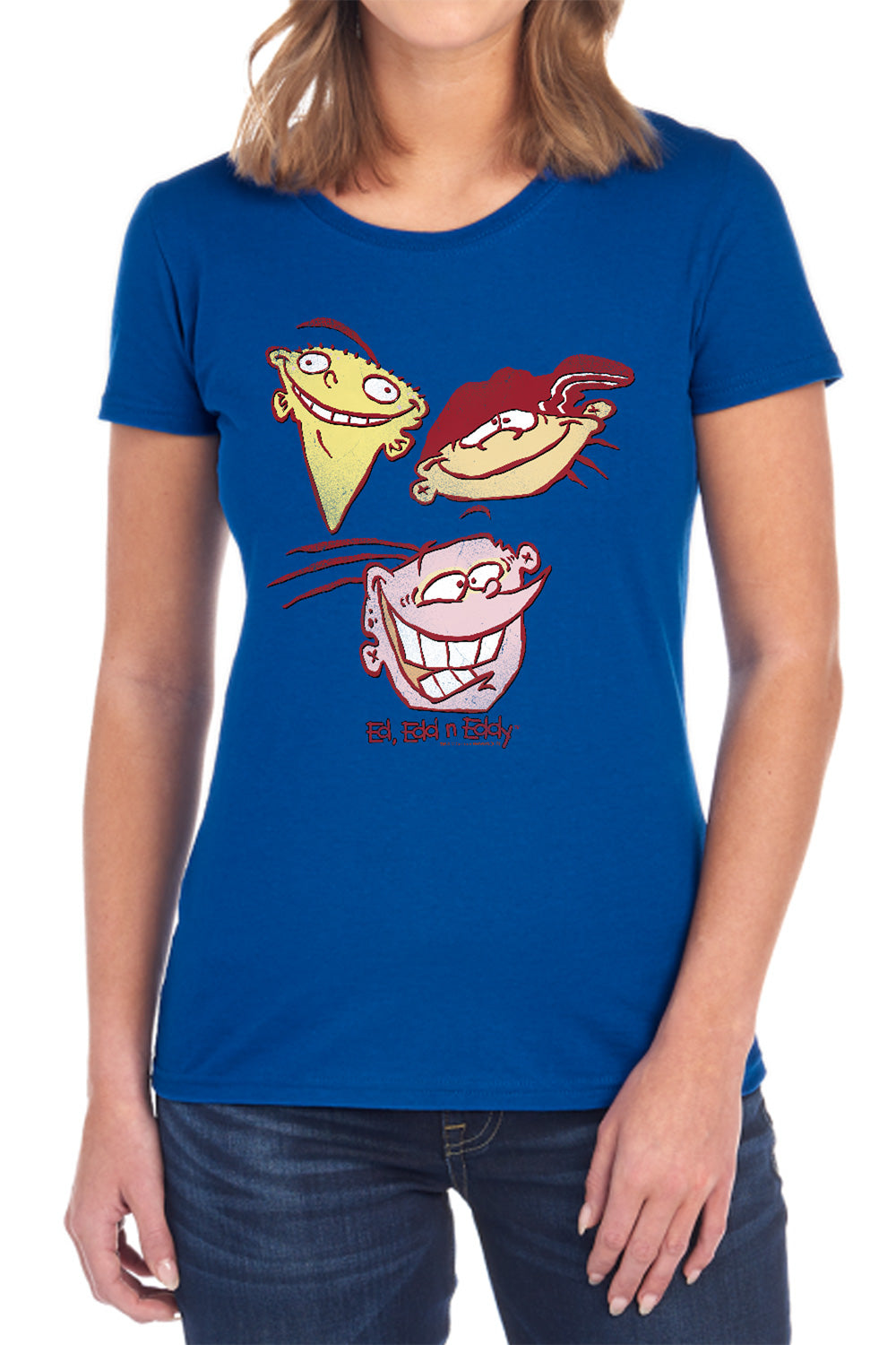 AN OFFCIALLY LICENSED ED EDD EDDY THREE HEADS WOMEN'S REGULAR FIT T-SHIRT BLACK