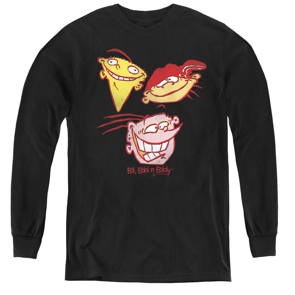 AN OFFCIALLY LICENSED ED EDD EDDY THREE HEADS YOUTH LONG SLEEVE T-SHIRT BLACK
