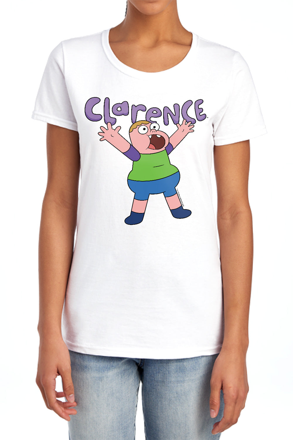 AN OFFCIALLY LICENSED CLARENCE WHOO WOMEN'S REGULAR FIT T-SHIRT LIGHT BLUE