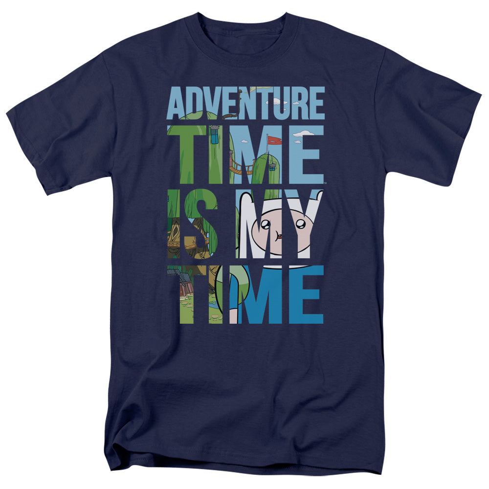 AN OFFCIALLY LICENSED ADVENTURE TIME MY TIME MEN'S REGULAR FIT T-SHIRT NAVY
