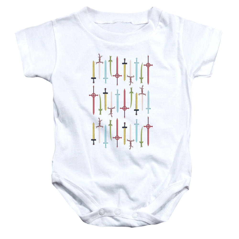 AN OFFCIALLY LICENSED ADVENTURE TIME SWORDS BABY BODYSUIT WHITE