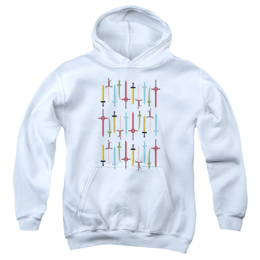 AN OFFCIALLY LICENSED ADVENTURE TIME SWORDS YOUTH HOODIE WHITE