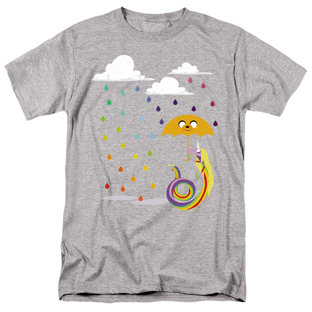 AN OFFCIALLY LICENSED ADVENTURE TIME LADY IN THE RAIN MEN'S REGULAR FIT T-SHIRT ATHLETIC HEATHER
