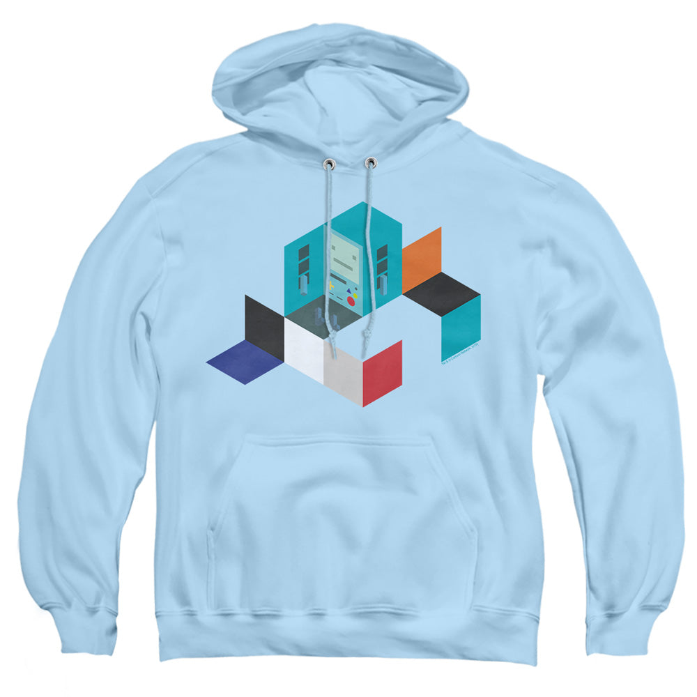 AN OFFCIALLY LICENSED ADVENTURE TIME BMO BLOCKS ADULT UNISEX PULLOVER HOODIE LIGHT BLUE
