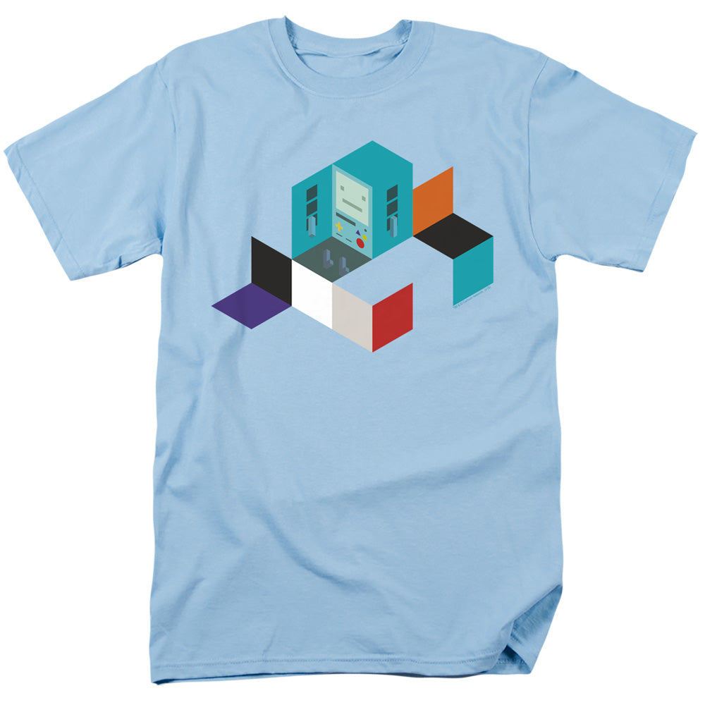 AN OFFCIALLY LICENSED ADVENTURE TIME BMO BLOCKS MEN'S REGULAR FIT T-SHIRT LIGHT BLUE