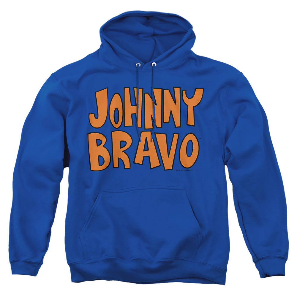 AN OFFCIALLY LICENSED JOHNNY BRAVO JB LOGO ADULT UNISEX PULLOVER HOODIE ROYAL