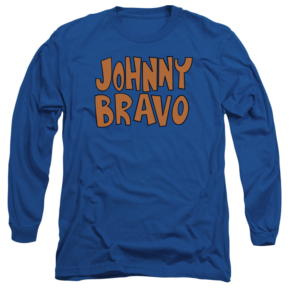 AN OFFCIALLY LICENSED JOHNNY BRAVO JB LOGO MEN'S LONG SLEEVE T-SHIRT ROYAL