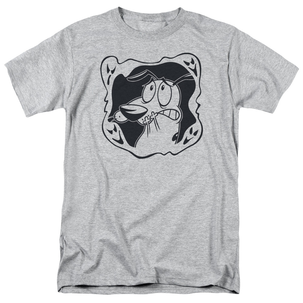 AN OFFCIALLY LICENSED COURAGE THE COWARDLY DOG GHOST FRAME MEN'S REGULAR FIT T-SHIRT ATHLETIC HEATHER