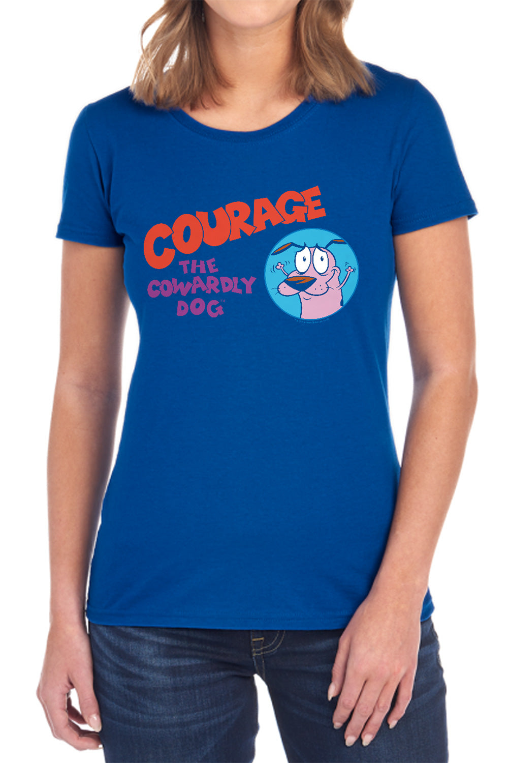AN OFFCIALLY LICENSED COURAGE THE COWARDLY DOG COURAGE LOGO WOMEN'S REGULAR FIT T-SHIRT BLACK